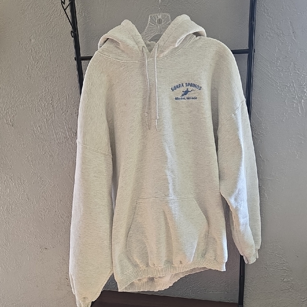 Gildan Light Gray Crewneck Hoodie with Subtle Chest Logo